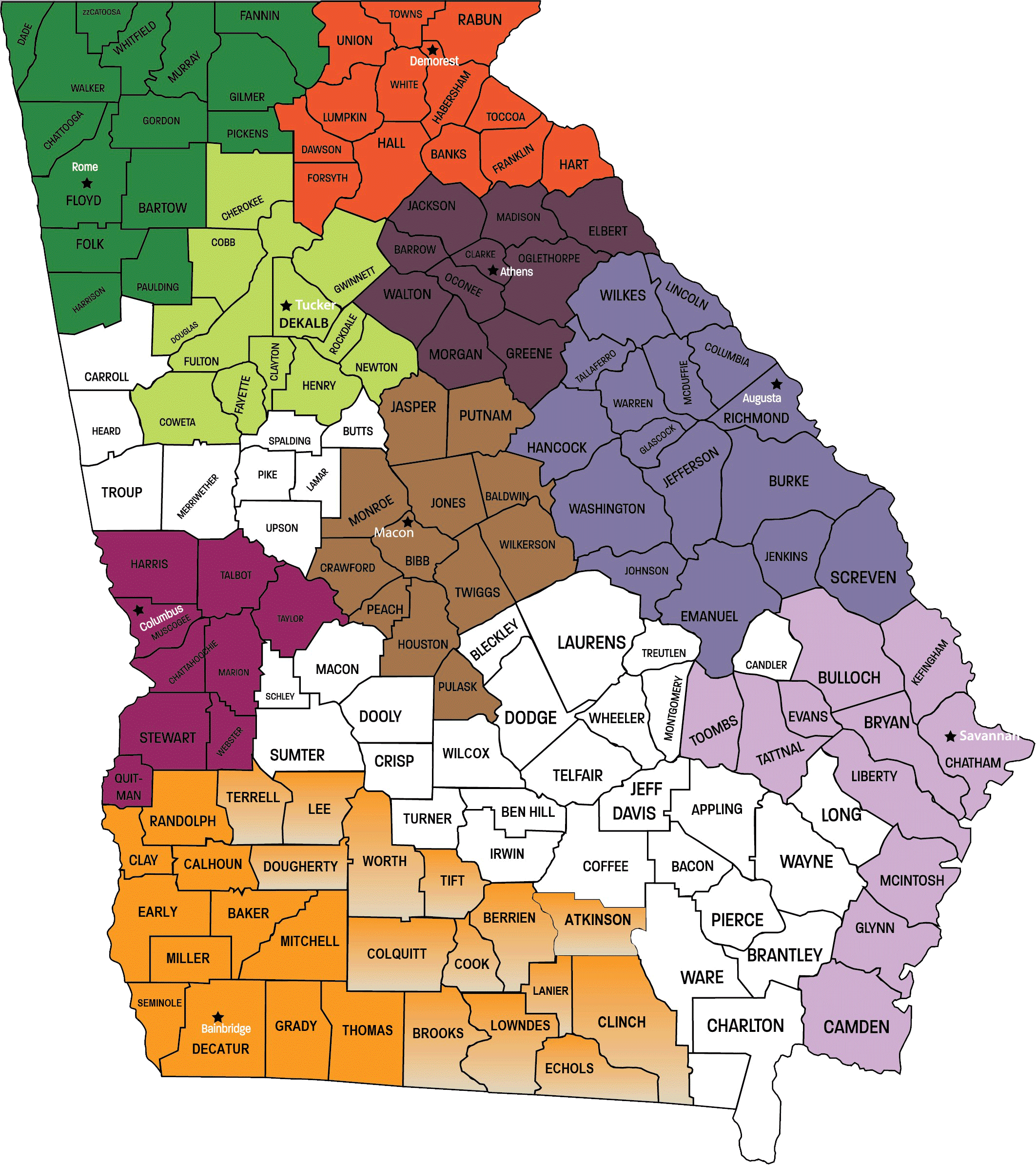 Georgia Counties Map 2020